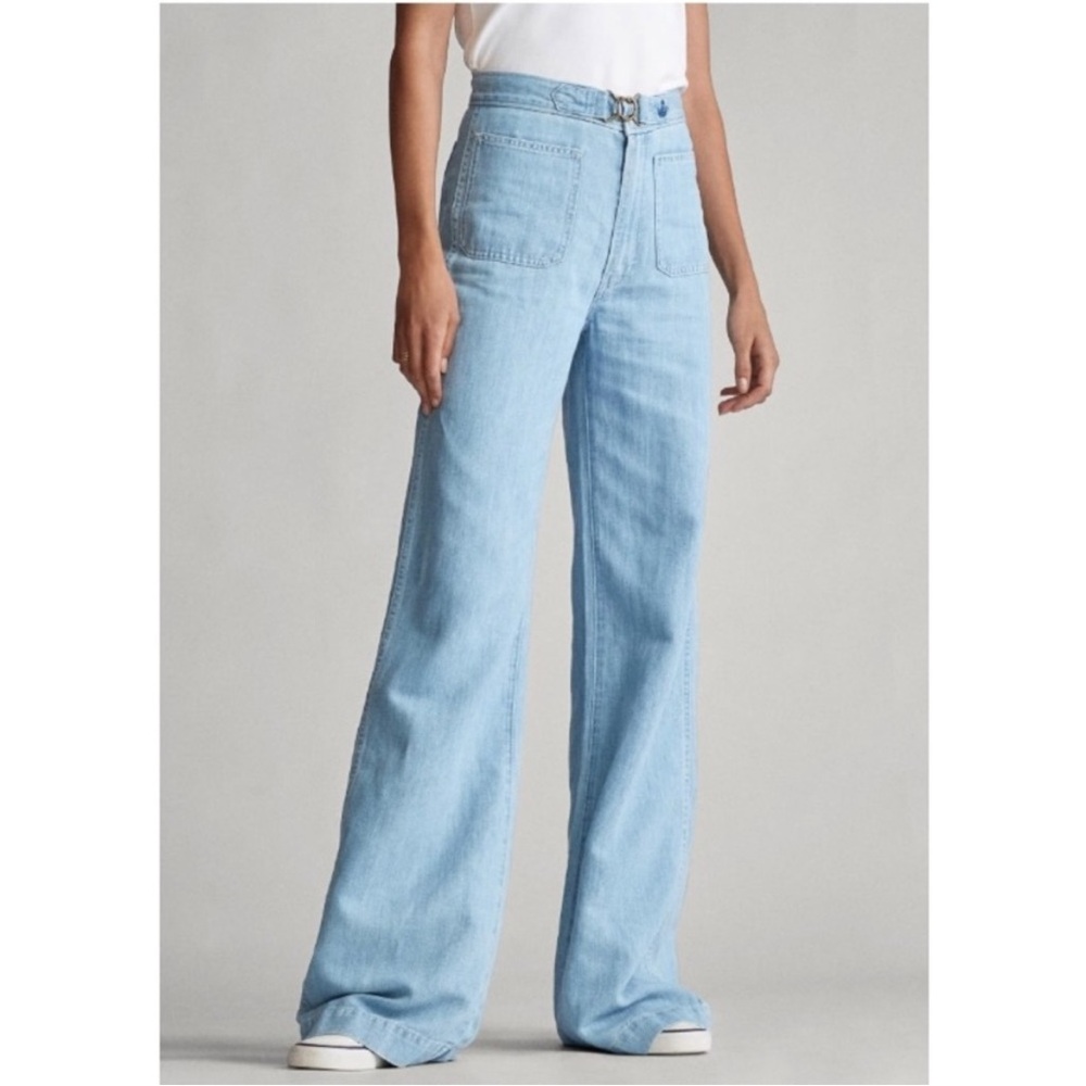 Polo Ralph Lauren Ultra High Rise Linen Blend Wide Leg Jeans